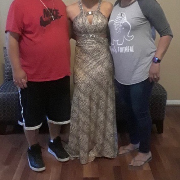 Zebra champagne prom dress - Picture 1 of 4